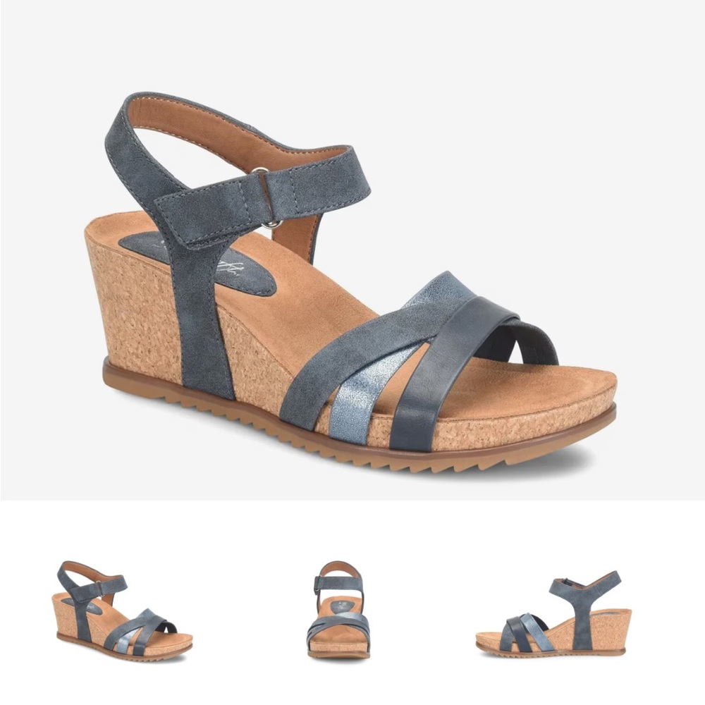 Eurosoft Thalia Wedge Sandals in Navy (8.5)